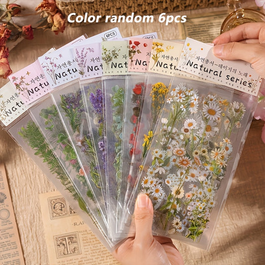 Vintage Botanical DIY Decorative Stickers Random 6pcs