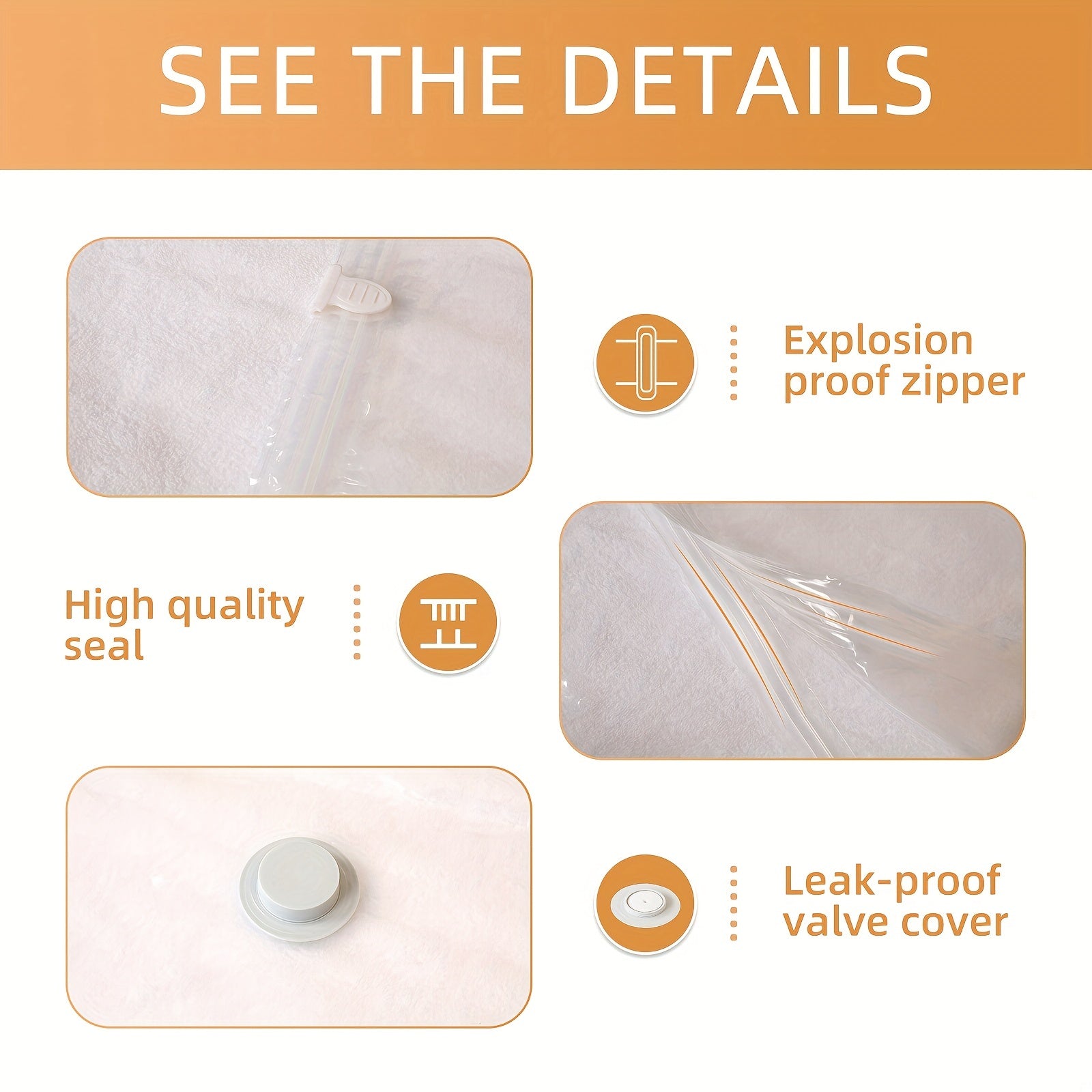6pcs Vacuum Compression Storage Bag for Clothes Blankets Shirts