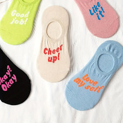 5 Pairs Letter Print Low Cut Ankle Socks Women's Stockings