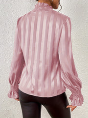 Solid Satin Flounce Sleeve Blouse