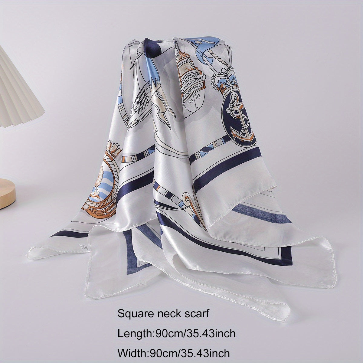 Sailboat Print Bandana Shawl Silk Satin Square Scarf Head Wrap