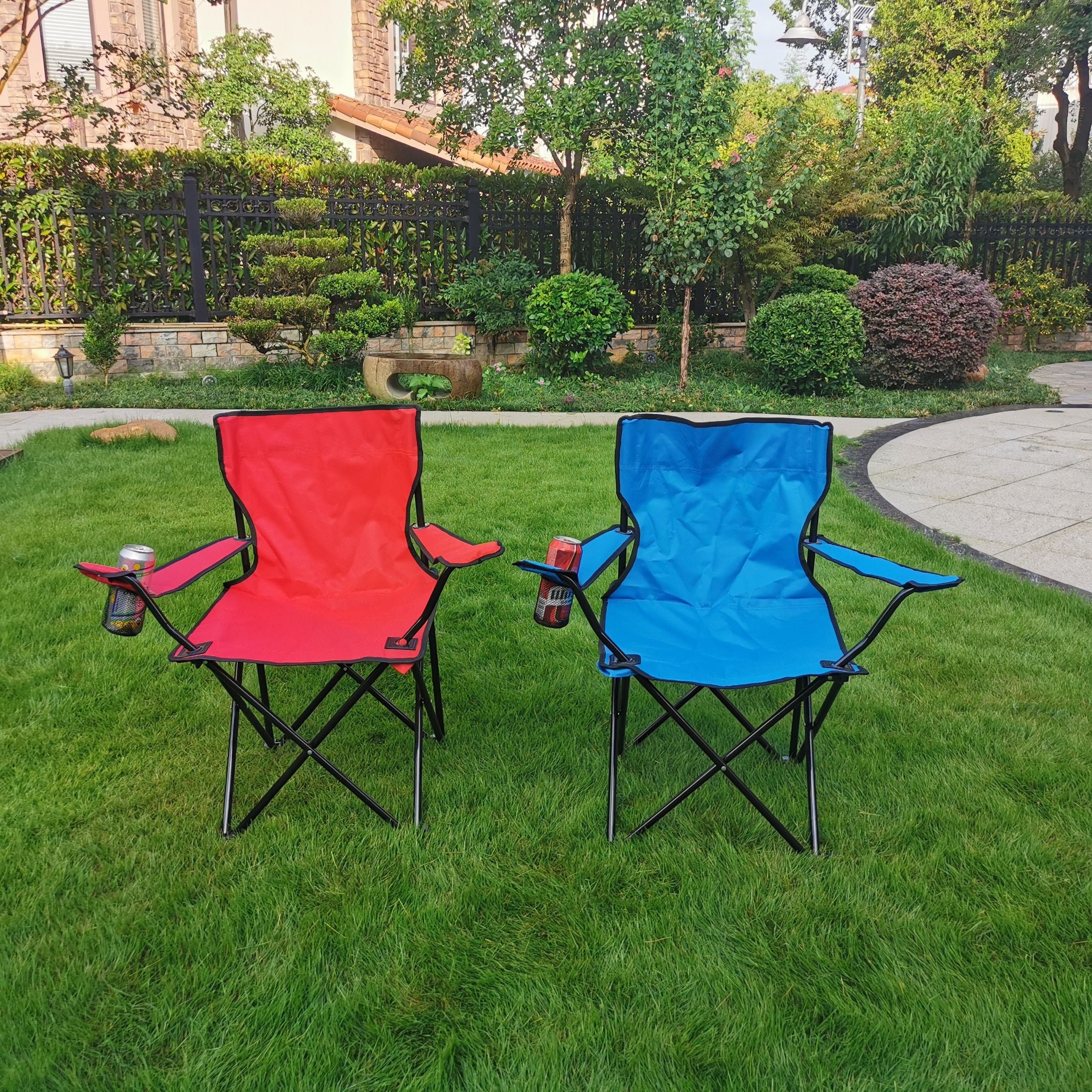 Outdoor Lightweight Folding Chair with Cup Holder & Carrying Bag