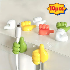 10pcs PVC Thumb Wall Hooks Funny Cord Holders For Cables