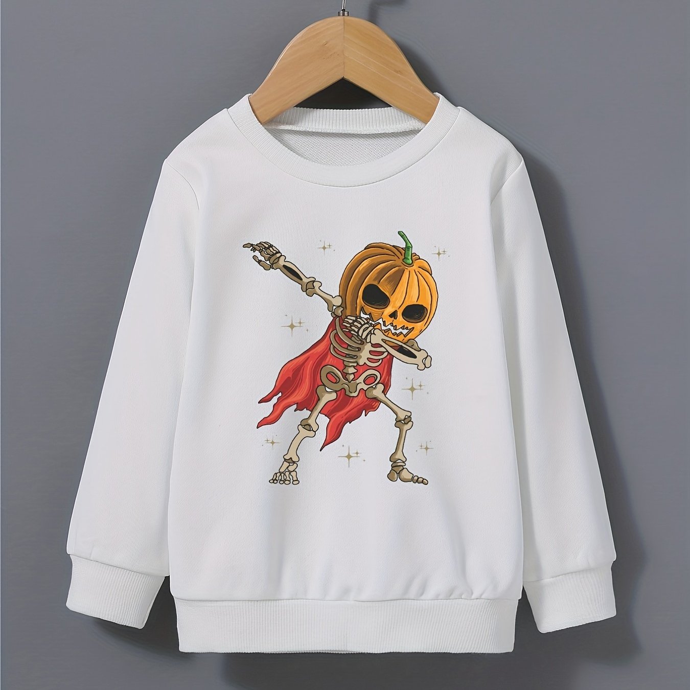 Kid's Pumpkin Skeleton Hero Pattern Sweatshirt Long Sleeve Top