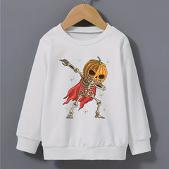 Kid's Pumpkin Skeleton Hero Pattern Sweatshirt Long Sleeve Top