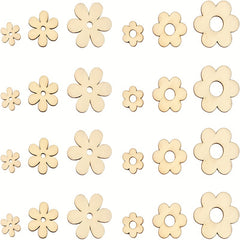 50pcs Wooden Flower Cutouts DIY Home Decorations