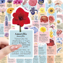 50pcs Flower Language Graffiti Stickers Laptop Helmet Water Cup DIY Sticker Pack