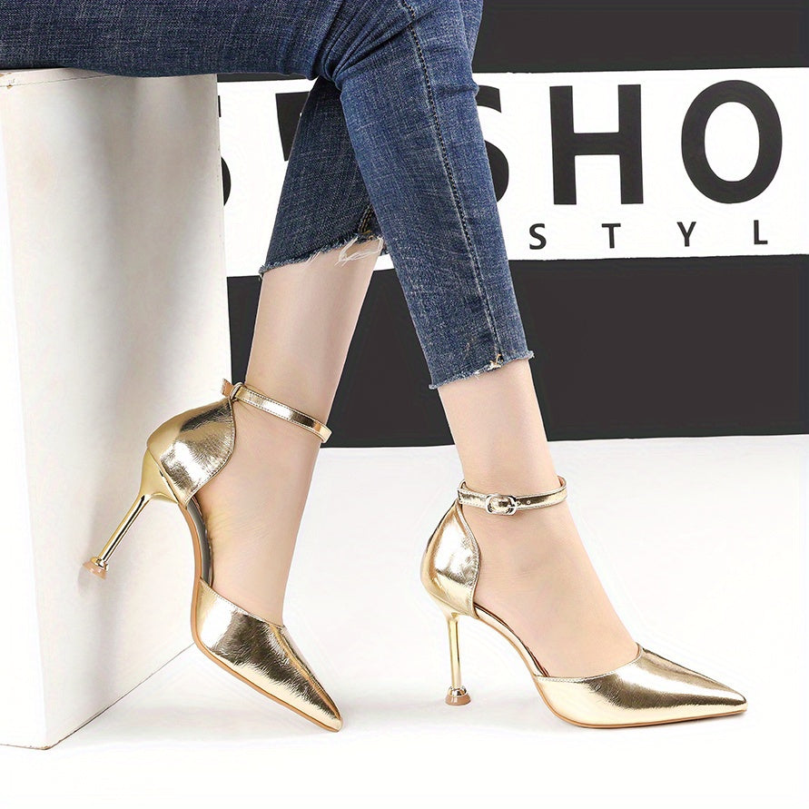 Women's Pointed Toe Ankle Strap Stiletto Heel Shoes