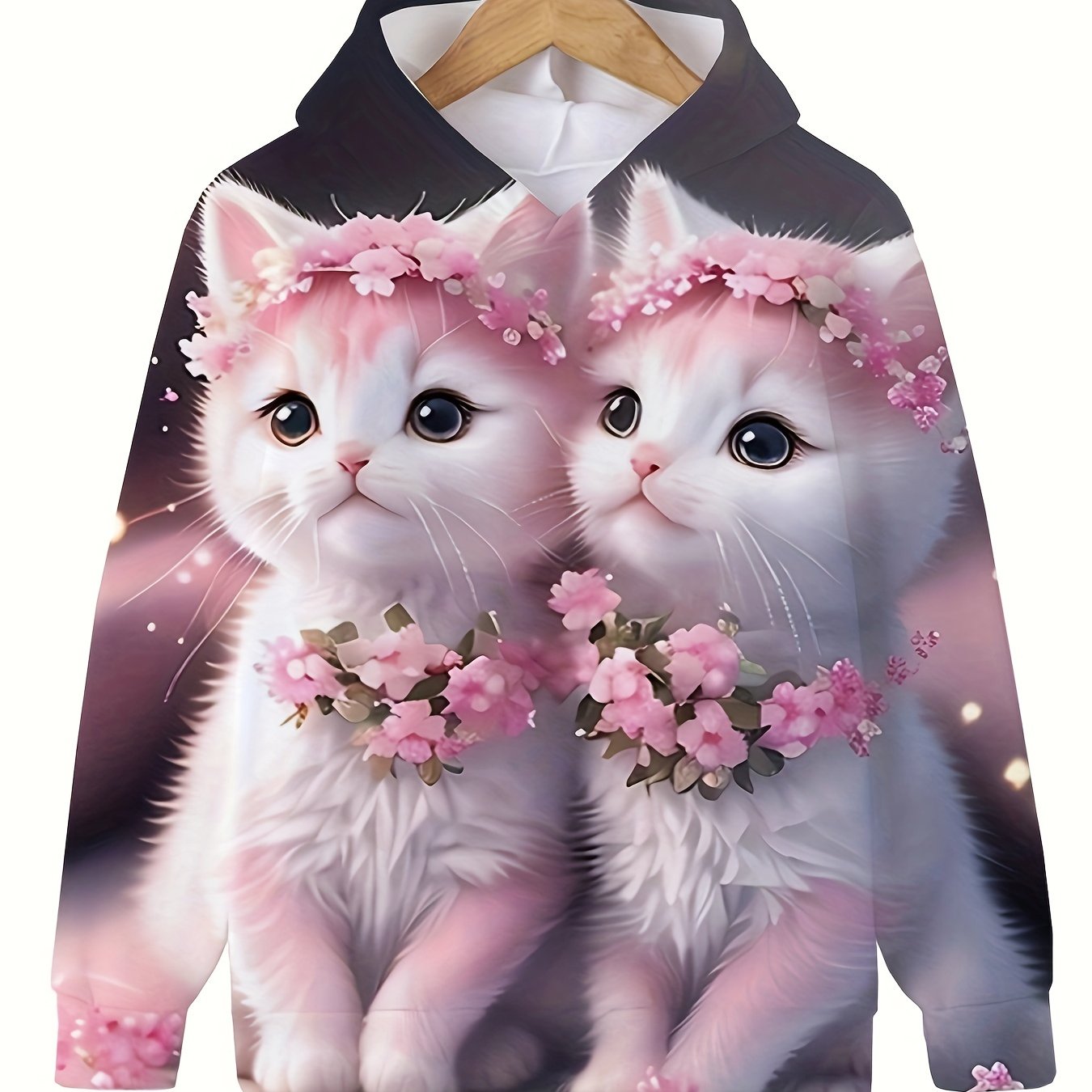 Flower Kitty Hooded Sweatshirt for Girls
