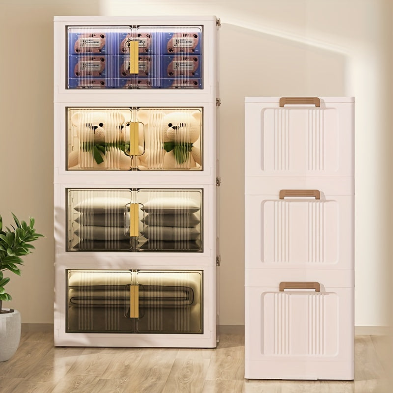 1pc Foldable Storage Box Cabinet Plastic Snack Shelf