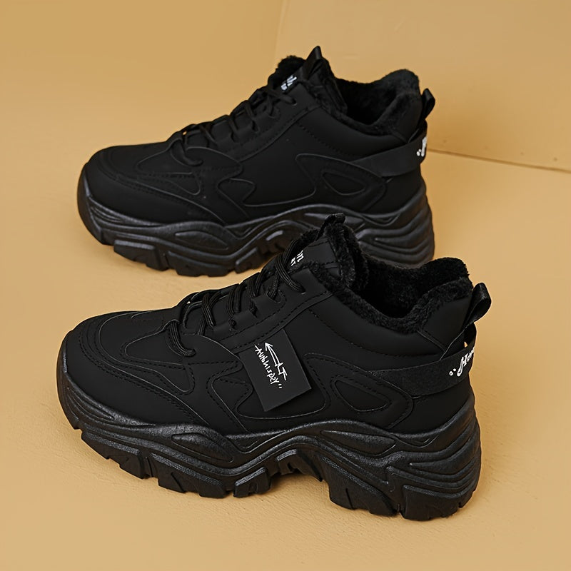 Plush Inner Chunky Sneakers Non slip Height Increased Casual Walking Shoes