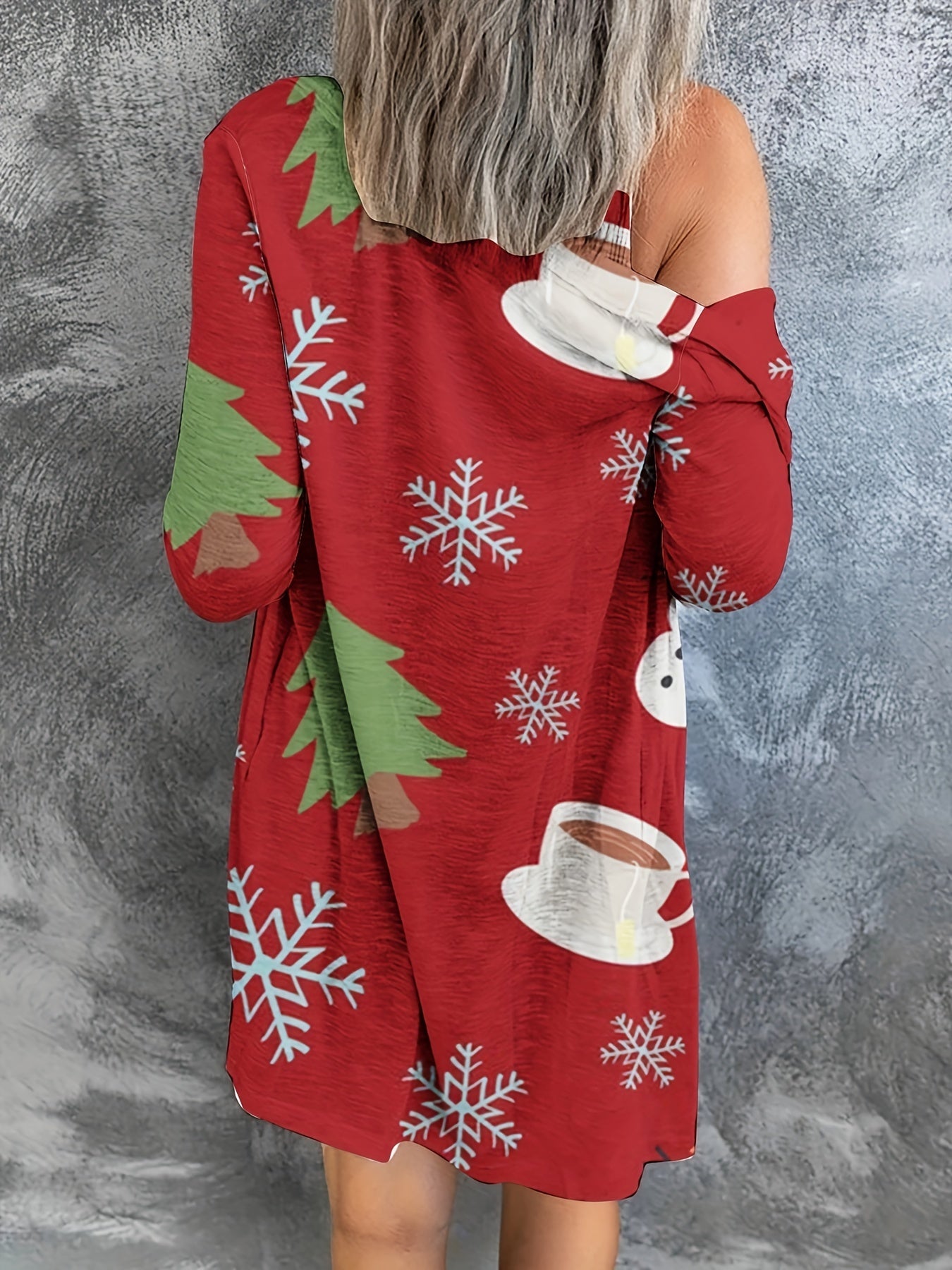Christmas Graphic Print Cardigan