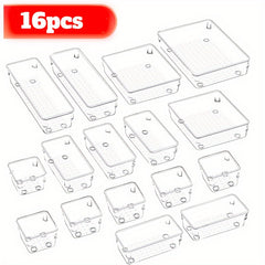 25pcs Transparent Compartment Boxes for Desktop Drawer Organization