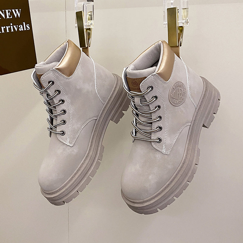Letter Patch Lace-up Combat Boots