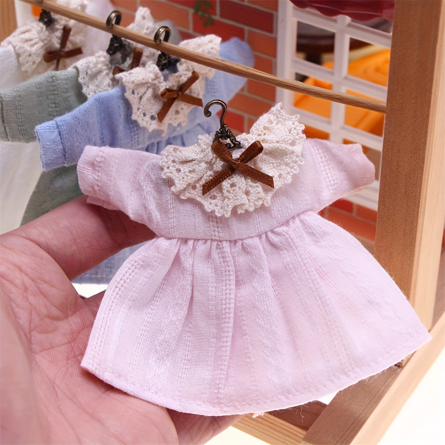 Dollhouse Skirt and Accessories Set Lace Trim Bow Detail Textured Fabric