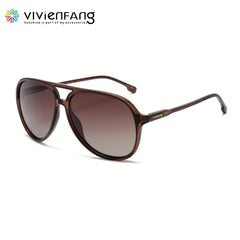 VIVIENFANG Retro Large Aviator Sunglasses Polarized Lenses