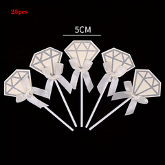 25pcs Glitter Diamond Ring Cupcake Toppers Wedding Decor