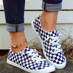 Women's Checkerboard Canvas Slip-On Shoes