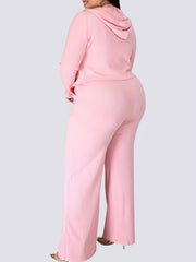 Casual Outfit Set Zipper Front Drawstring Hoodie & Cami Top & Pants