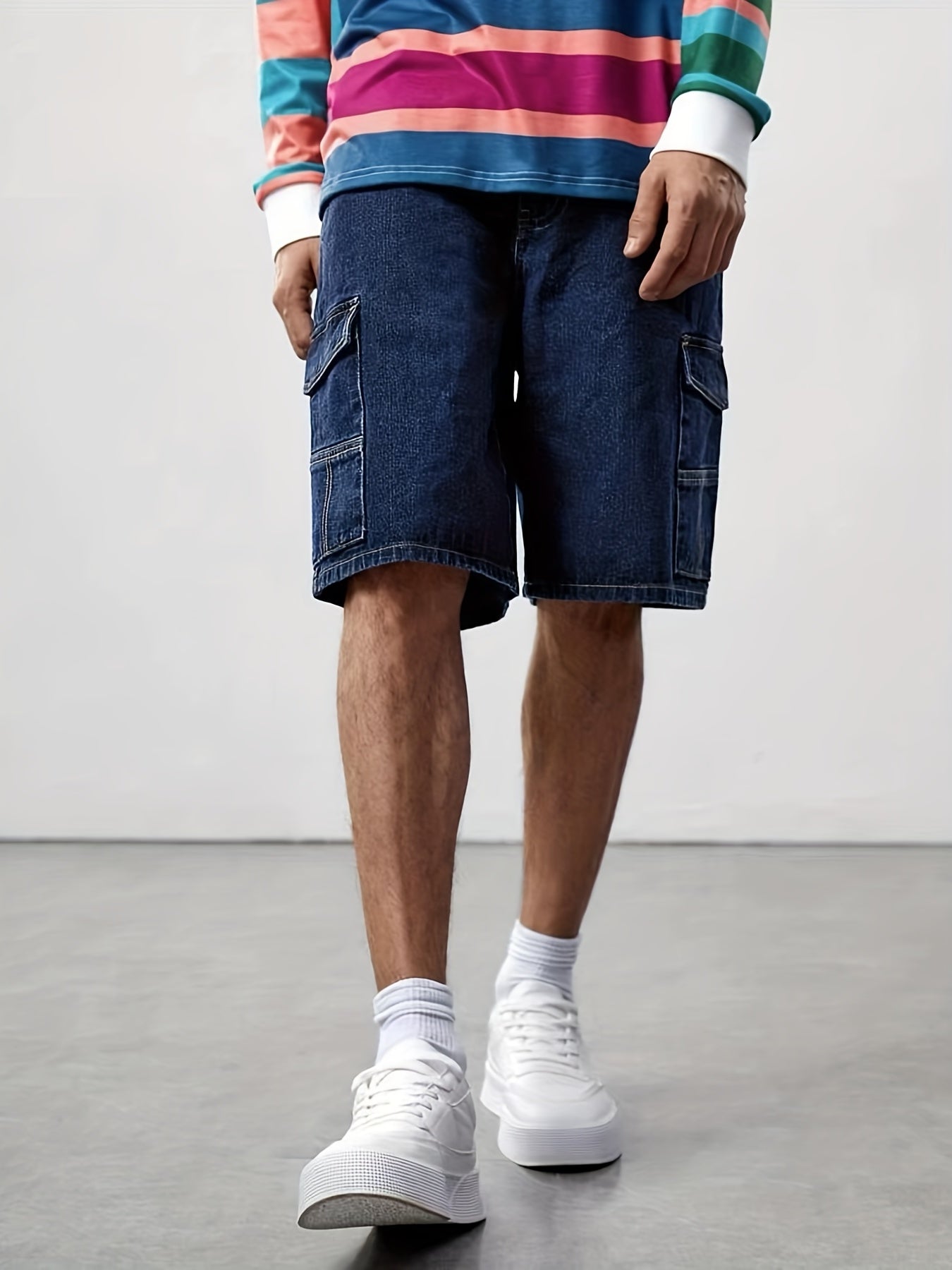 Men's Street Style Denim Shorts Loose Fit Casual Summer Wear