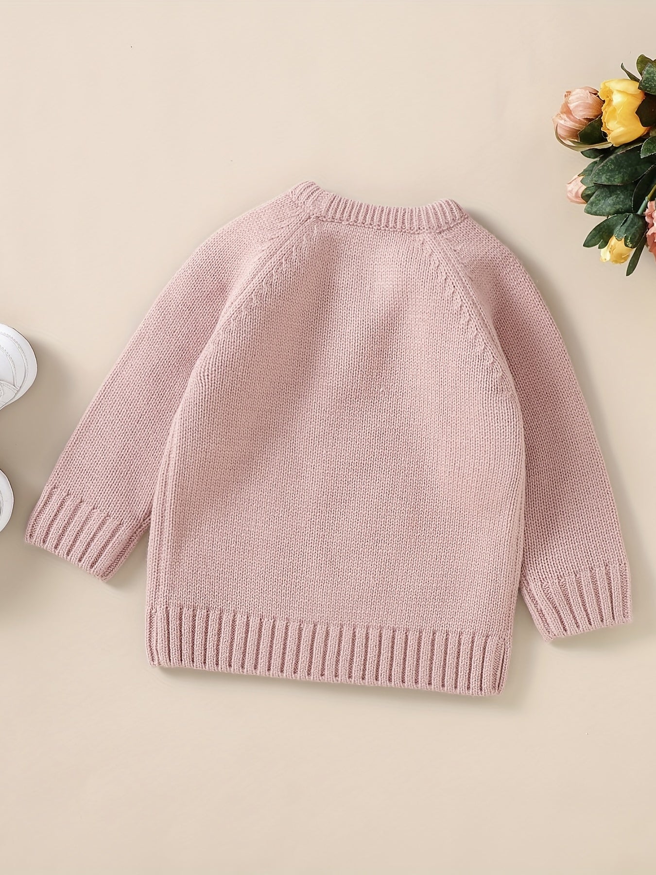 Baby Knitted Sweater Kids Pullover Top Floral Bird Embroidered Blouse