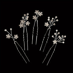 5pcs Rhinestone Flower Hair Pin Non Slip Hair Styling Accessory
