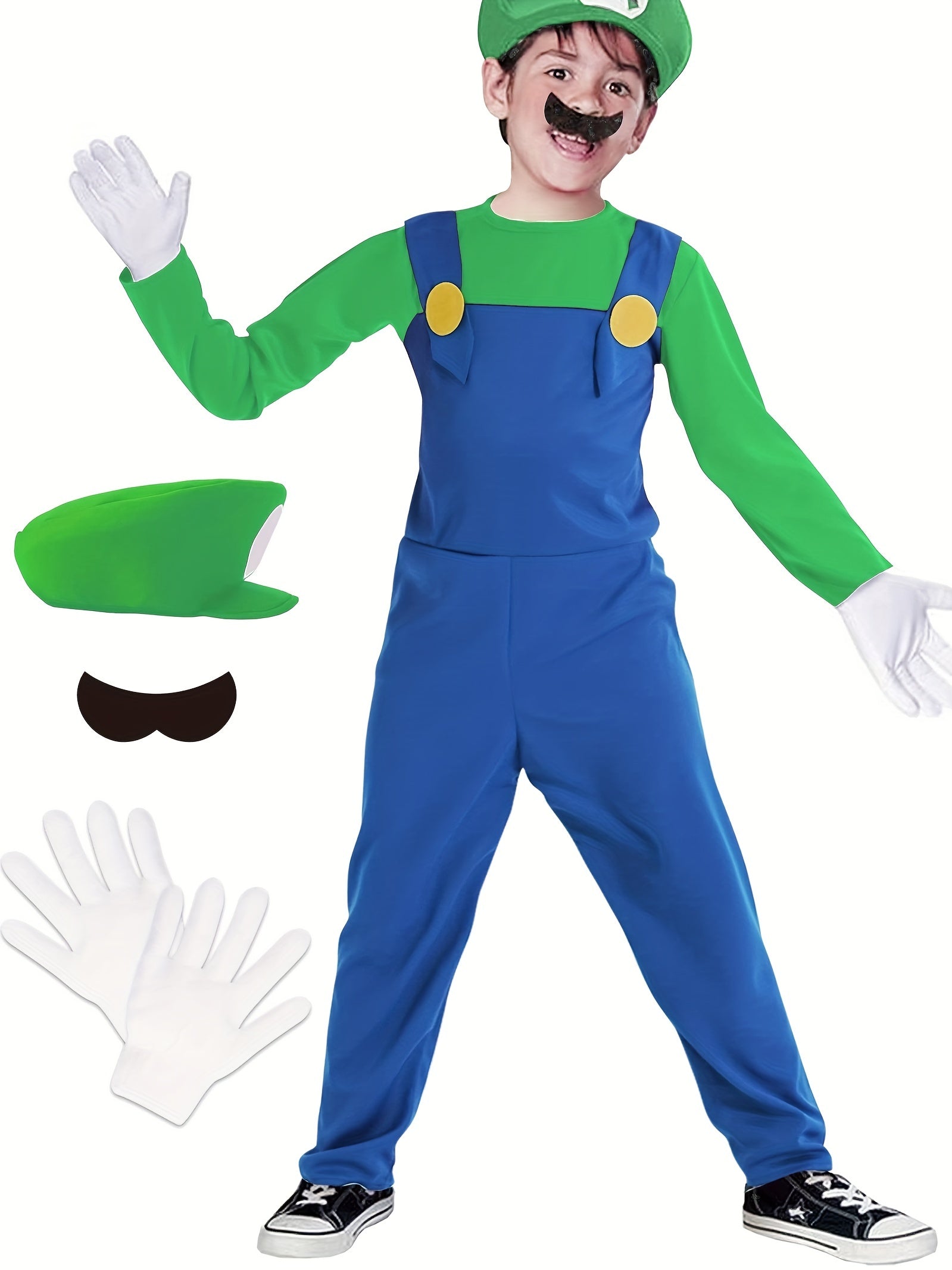Boy s Plumber Cosplay Costume 4pcs Set Halloween Outfits