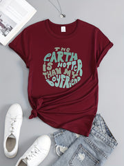 Letter Print Sports T shirt Short Sleeve Workout Tops Women's Activewear