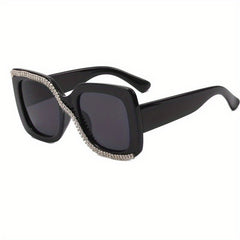 Large Square Sunglasses Rhinestone UV400 Sun Shades Glasses