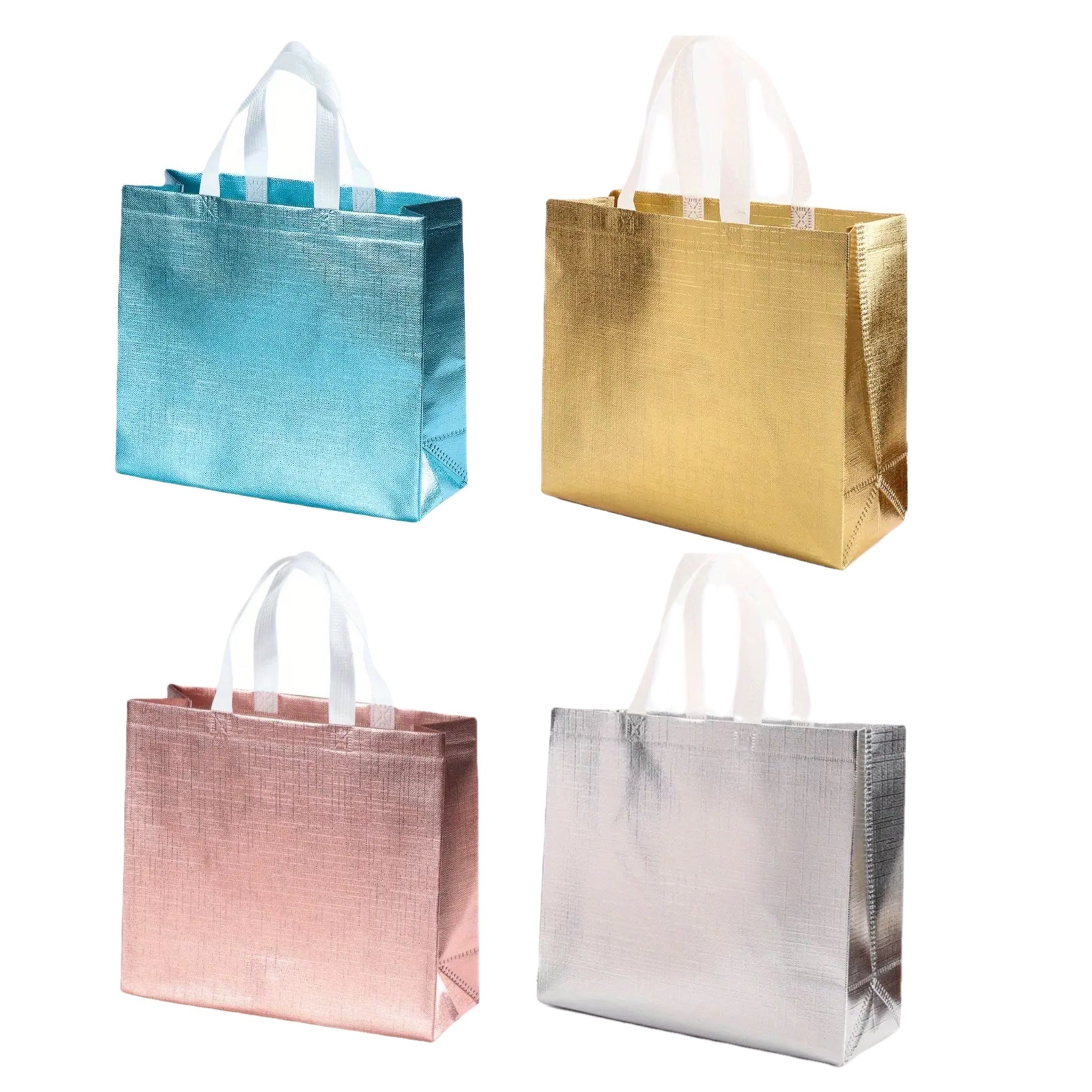 4pcs Glitter Golden Gift Bags Reusable Tote Bag Birthday Party