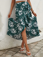 Floral Print High Waist Maxi Skirt