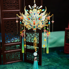 Phoenix Crown 3D Metal Puzzle Golden with Beads & Tassels - Ideal Gift