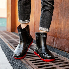 Men's Mid Top Rain Boots Waterproof Non slip Galoshes
