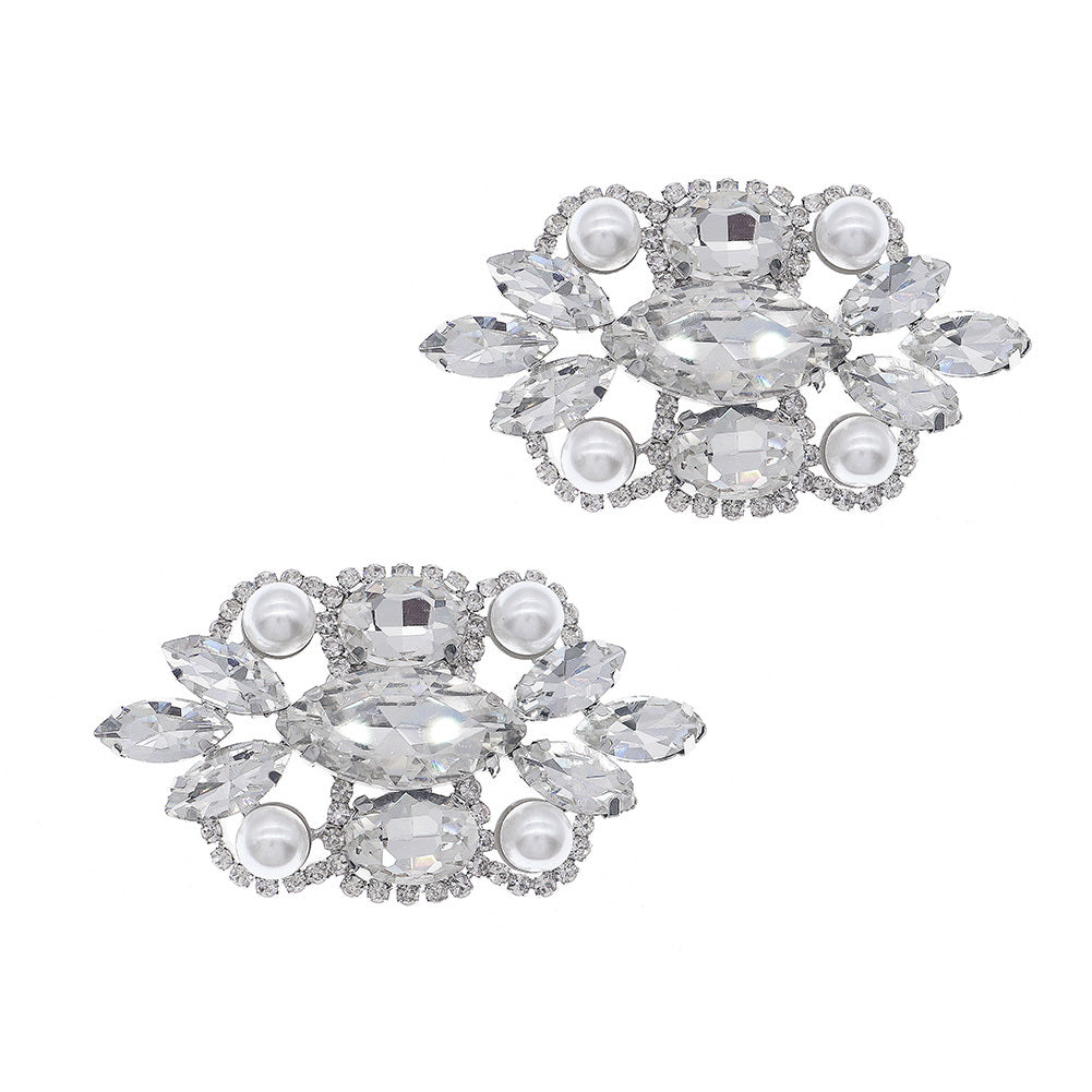 Crystal Shoe Buckles Women Faux Pearl Shoe Clips DIY Craft Decoration