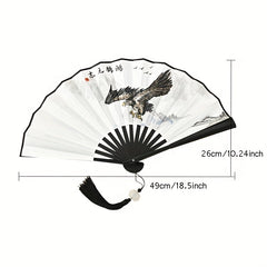 Ancient Style 32 Cm Folding Fan with Tassel Pendant for Men