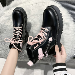 Platform Ankle Combat Boots & Lace Up Round Toe Y2K Style Shoes