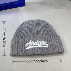 Embroidered Beanies For Women Men Unisex Chunky Hats Skull Cap