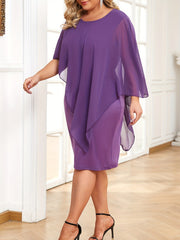 Women's Layered Contrast Mesh Batwing Sleeve Bodycon Midi Dress