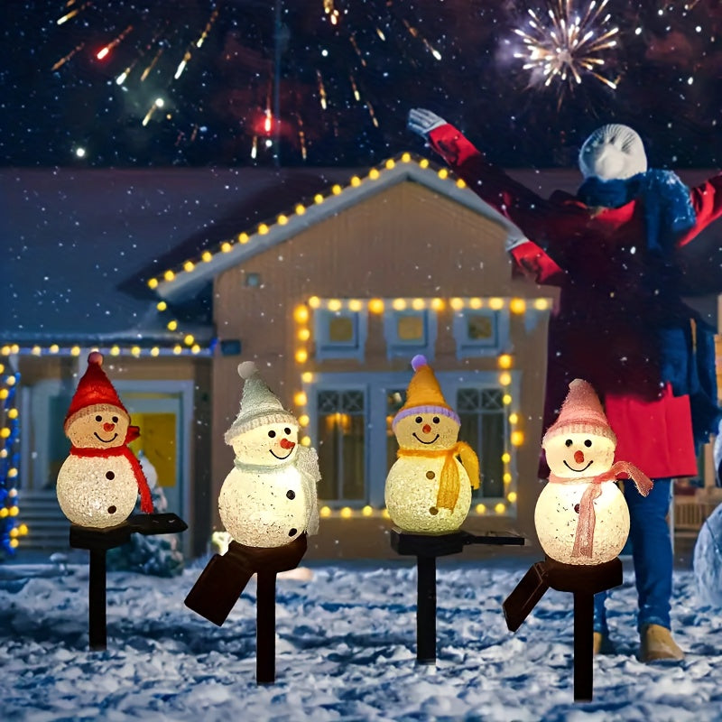 Solar Christmas Snowman Ground Plug in Light Outdoor Garden Light