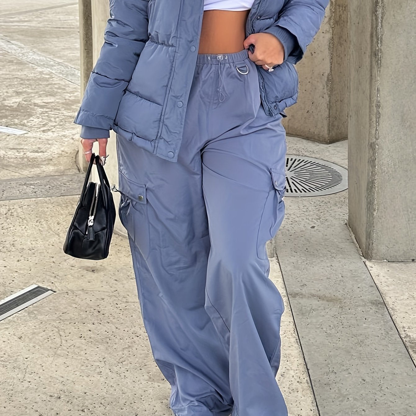 Elastic Waist Casual Sporty Cargo Pants Women's Activewear