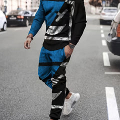 Grimace Block Mens 2 Piece Outfits Long Sleeve Tshirt Casual Sweatpants Set