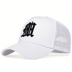 Gothic M Embroidery Baseball Cap Solid Mesh Trucker Hats