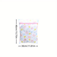 Flower Pattern Clothes Washing Bag Home Mesh Laundry Bag