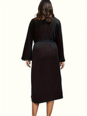 Lace Trim Pajama Set & Robe with Belt