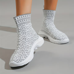 Women's High Top Sock Boots Slip On Ankle Boots