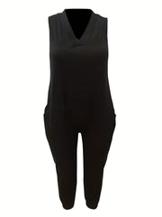V-Neck Tank Jumpsuit With Pockets