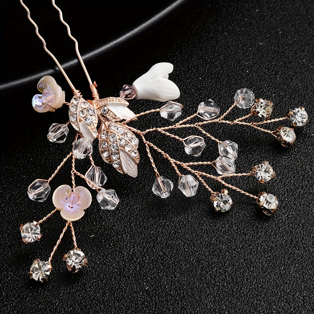 Bridal Hairpin Floral Crystal Rhinestone Hair Comb