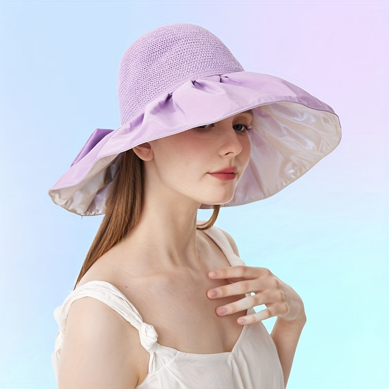 Bowknot Sun Hat UV Protection Bucket Hat Adjustable Summer Beach Hats
