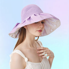 Bowknot Sun Hat UV Protection Bucket Hat Adjustable Summer Beach Hats