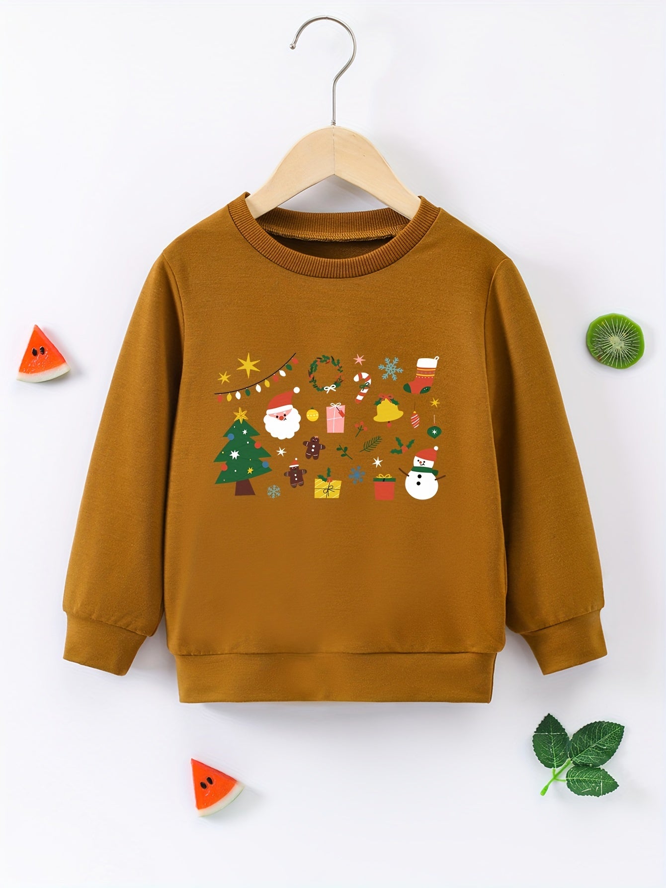 Christmas Stickers Boys Sweatshirt Long Sleeve Pullover